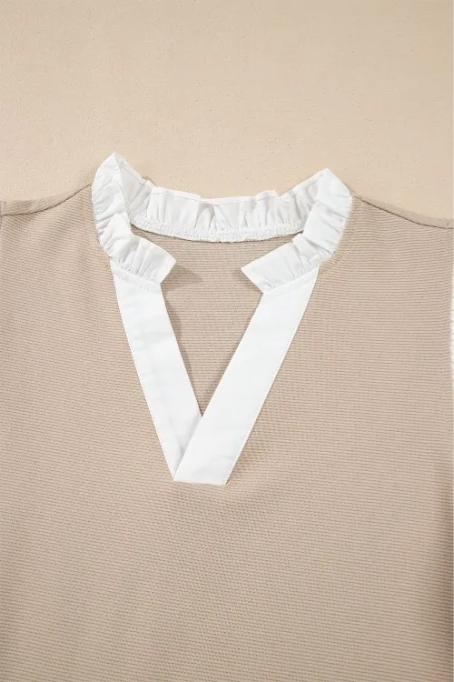 Ruffled Notched Cap Sleeve Top, image 9