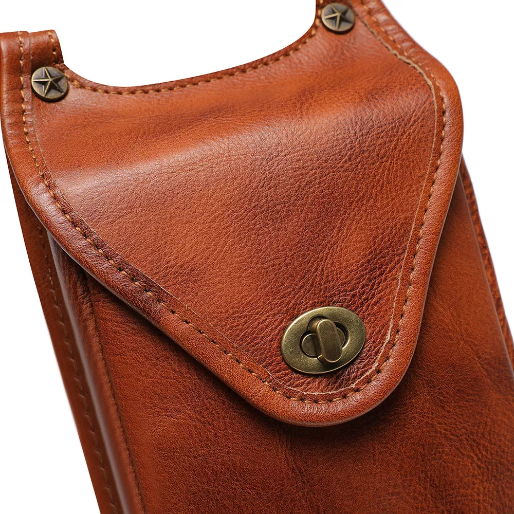 Cowhide Leather Crossbody Bag with Metal Clasp, image 4