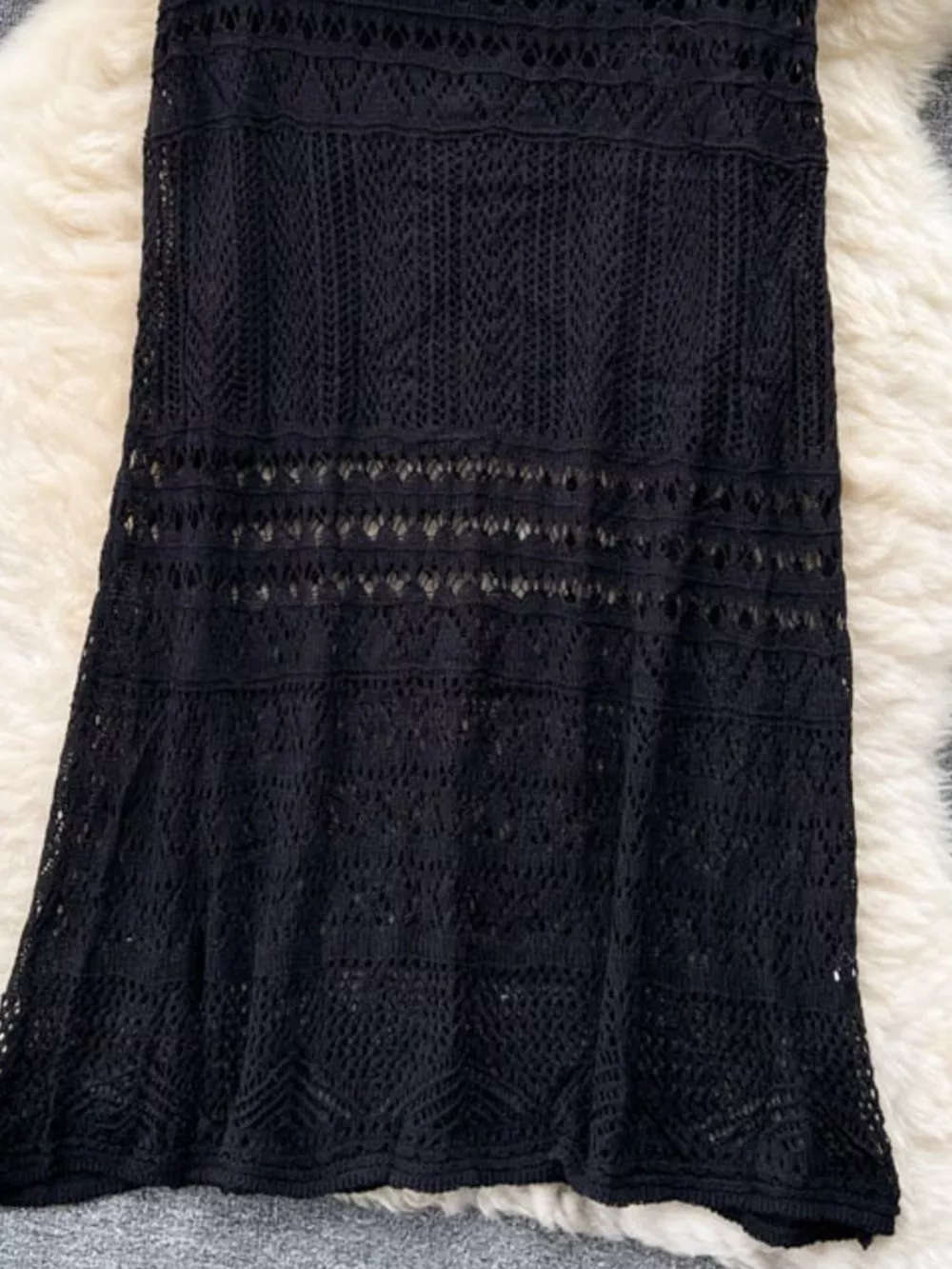 Knitted Hollow Out Maxi Skirt, image 6