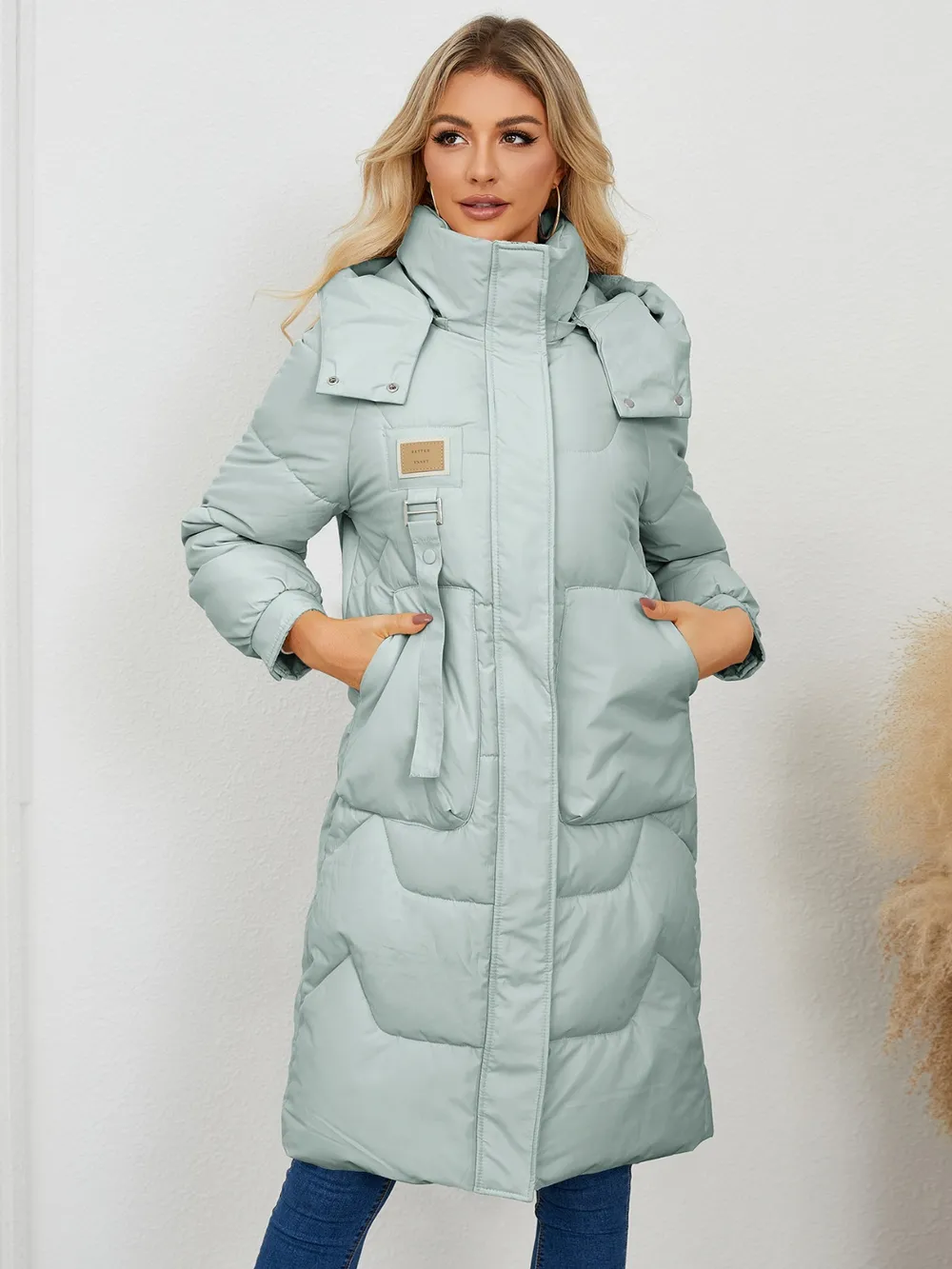 Long Sleeve Longline Hooded Winter Coat, image 5