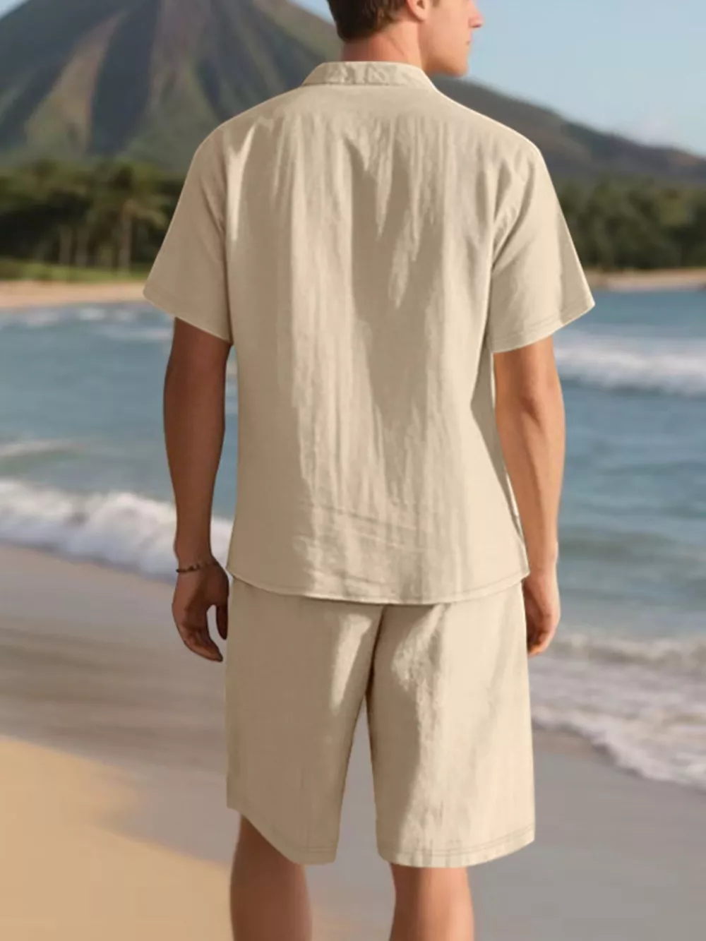 Men's Full Size Casual Button Up Shirt and Shorts Set Plus Size, image 12