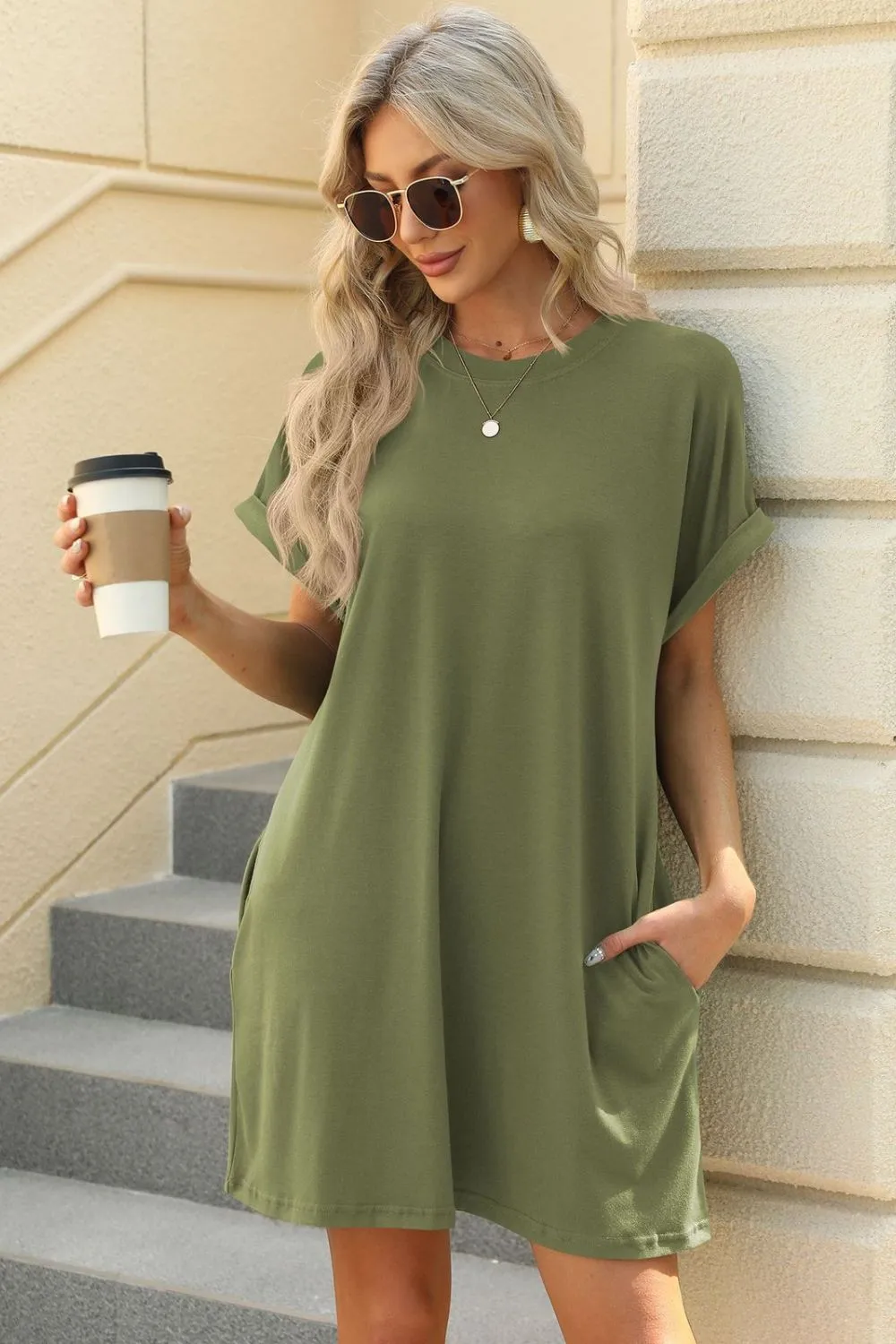 Short Sleeve Mini Dress with Pockets, image 36