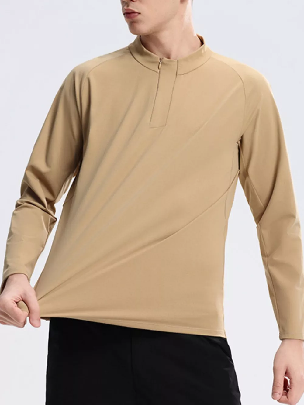 Men's Plus Size Solid Color Long Sleeve Active Top, image 7