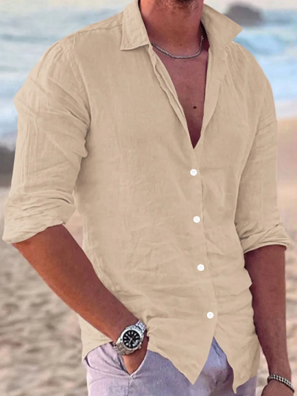 Men's Full Size Button Up Long Sleeve Shirt Plus Size, image 10