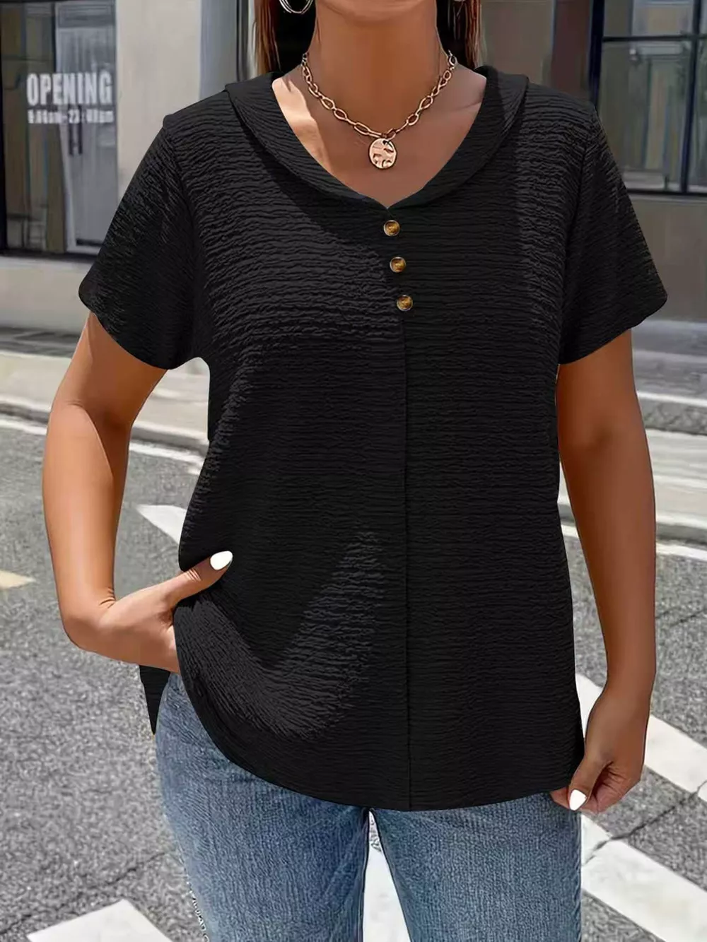 Textured Short Sleeve Blouse, image 6