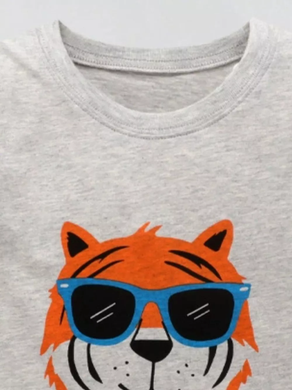 Children's Tiger Graphic Round Neck T-Shirt, image 2