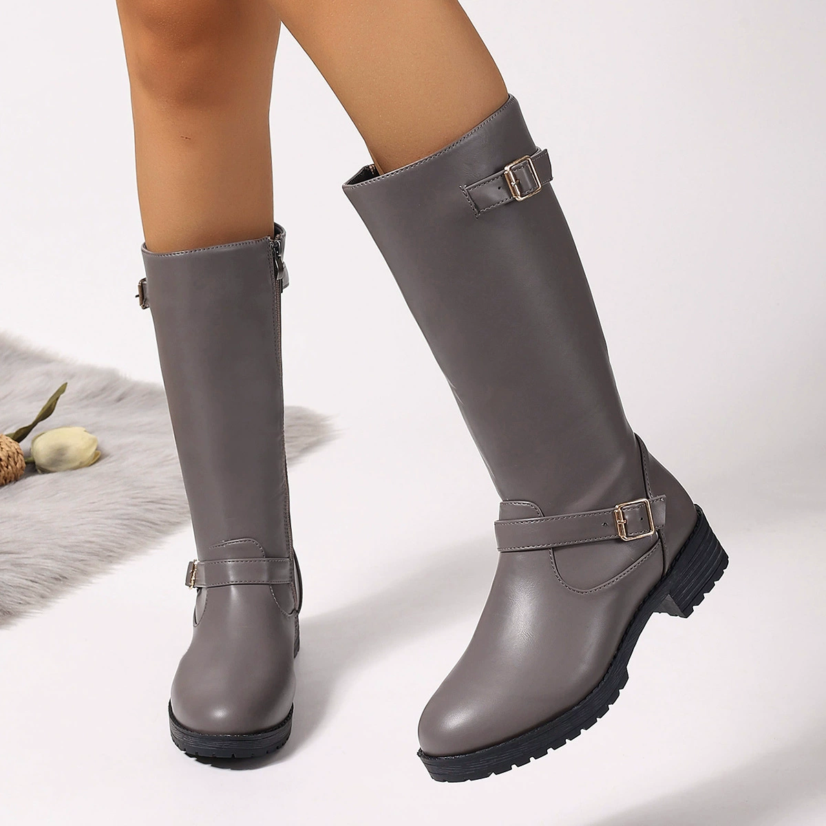 Round Toe Block Heels Boots, image 6