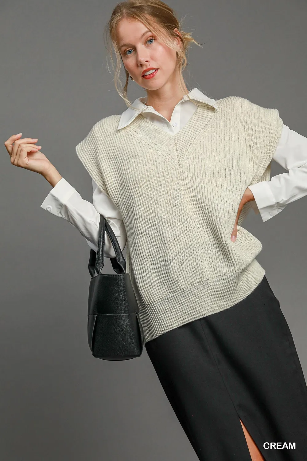 Oversized V Neck Vest, image 2