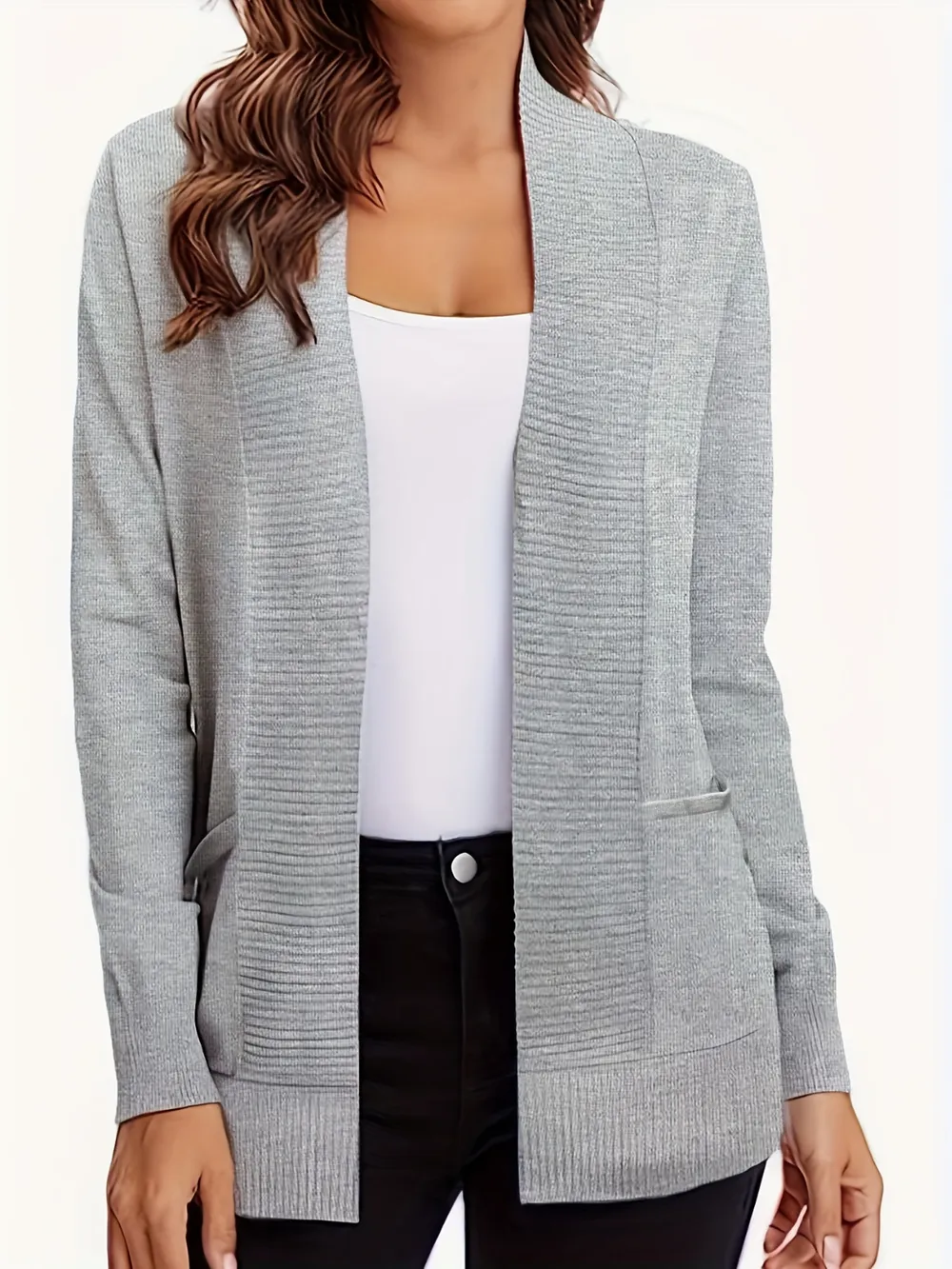 Open Front Long Sleeve Sweater Cardigan, image 26