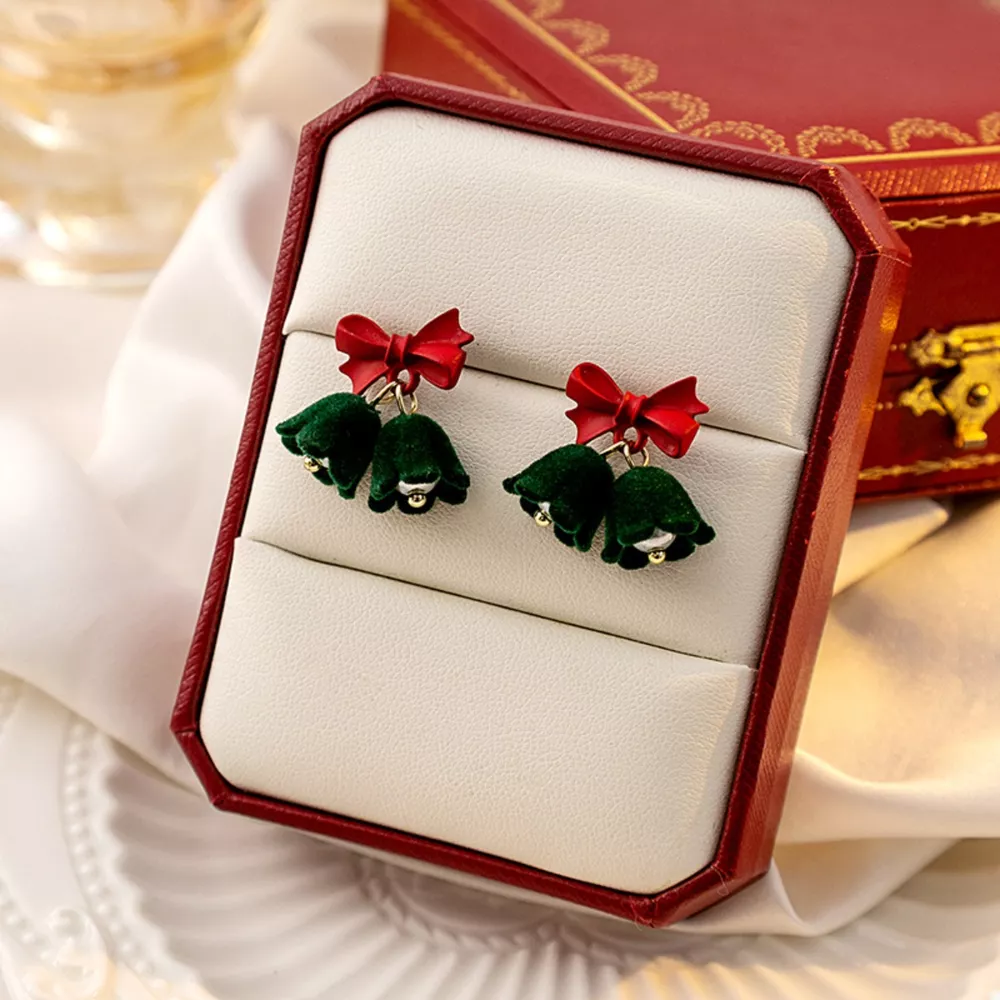 Velvet Bell Earrings with Bow, image 8
