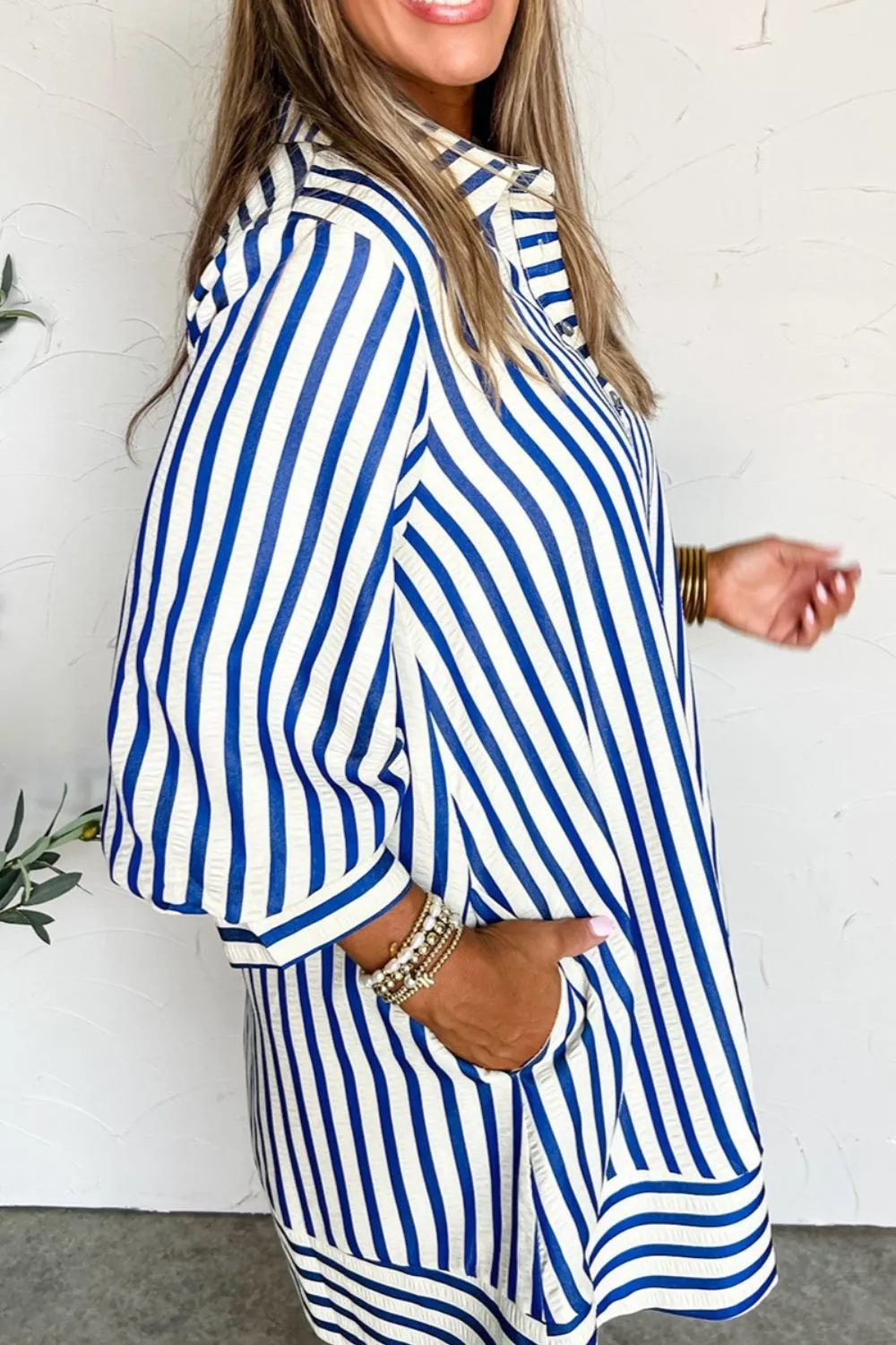Striped Button Front Dress, image 5