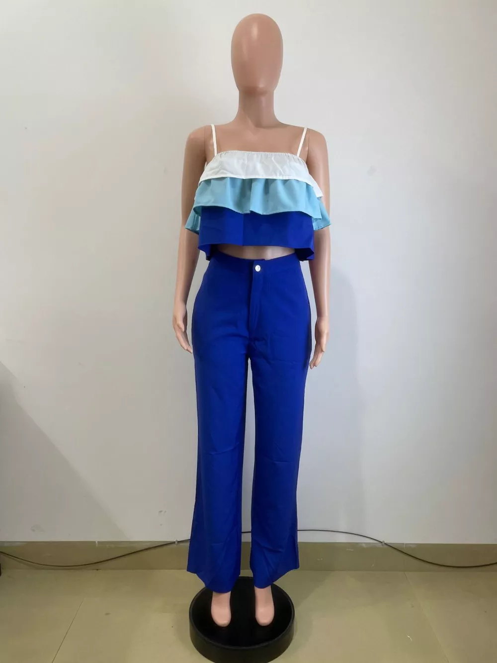 Layered Ruffle Crop Top and Pants Set, image 6
