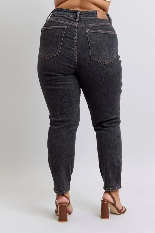 Full Size Mid Rise Tummy Control Slim Jeans Plus Size, image 4