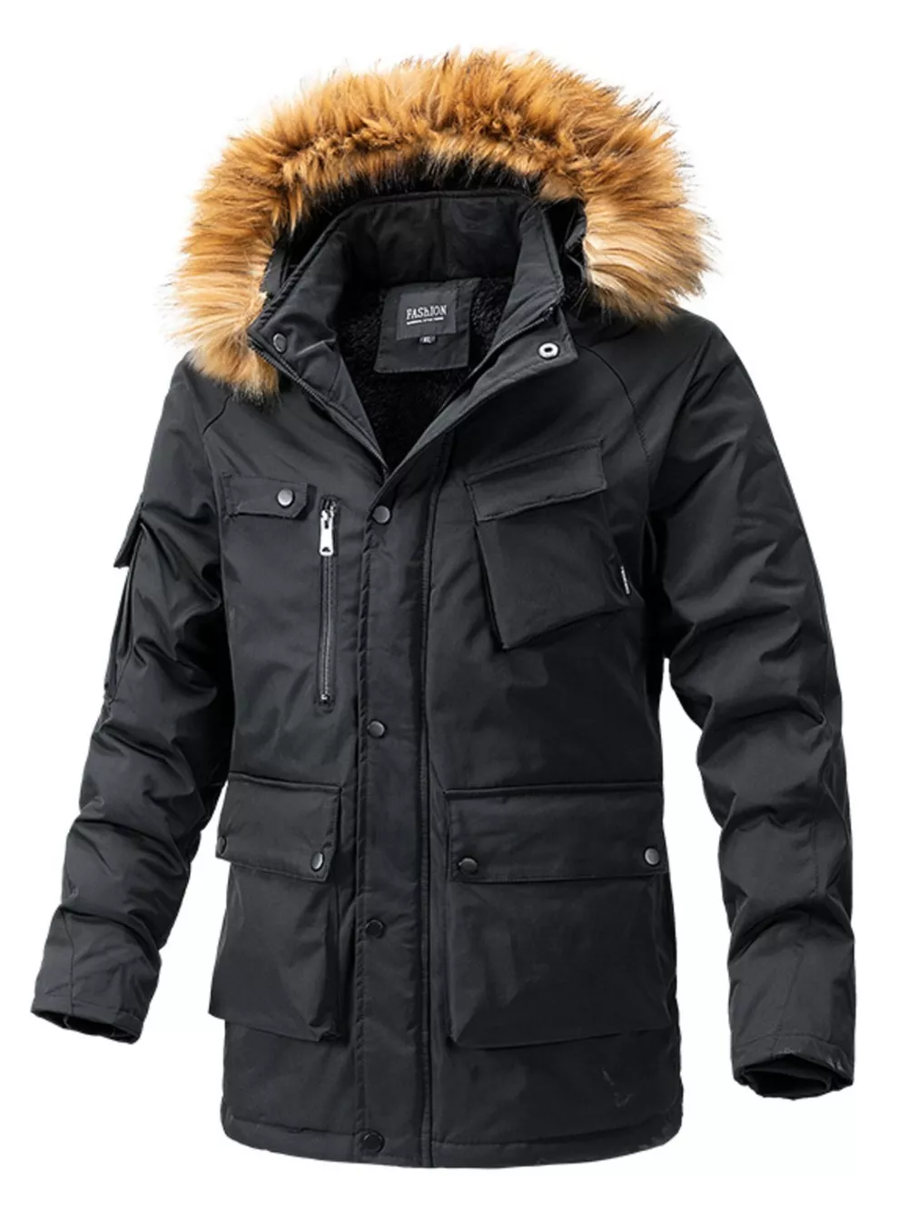 Men's Plus Size Fur Hooded Winter Parka Coat