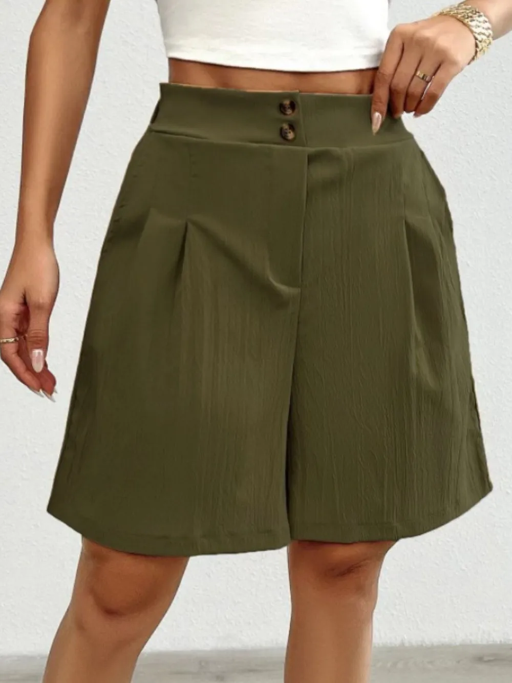 High-Waisted Pleated Shorts