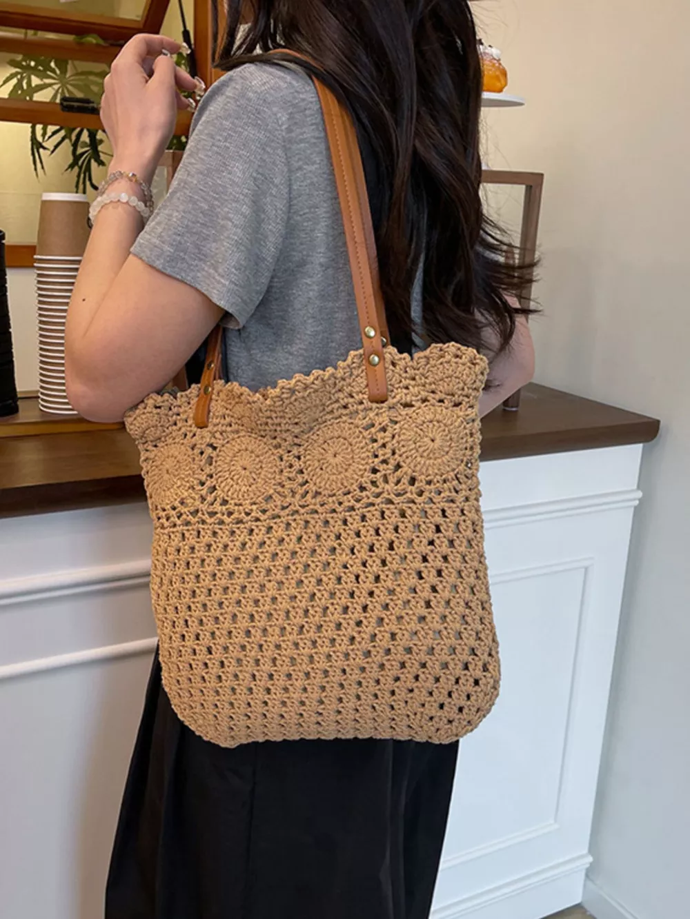 Crochet Knit Shoulder Bag, image 3