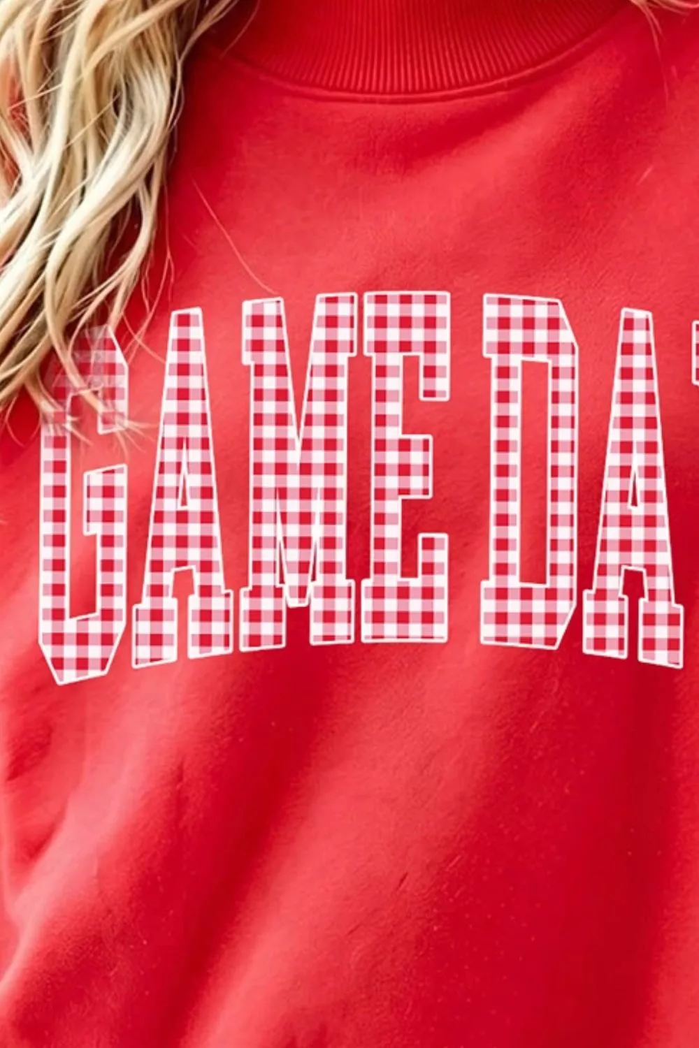 Game Day Plaid Sleeve Mock Neck Sweatshirt, image 2