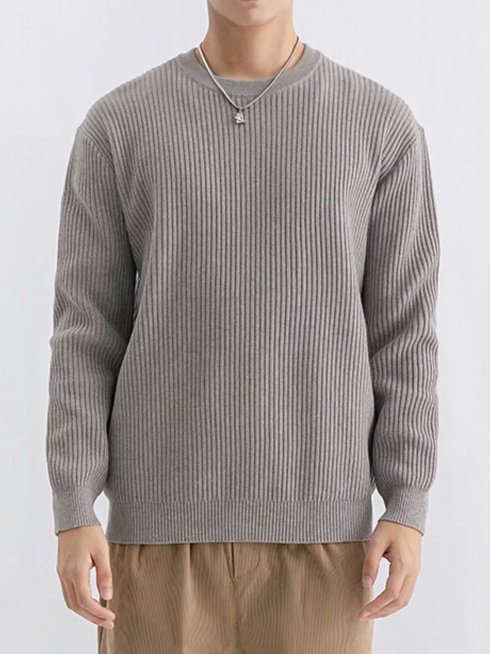 Men's Plus Size Ribbed Knit Crew Neck Sweater, image 13