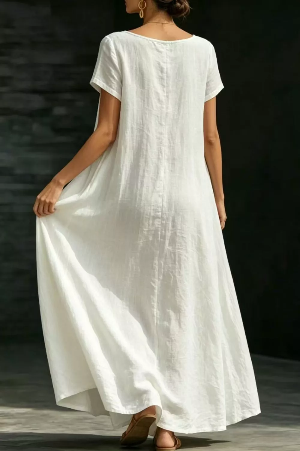 Full Size Casual Loose Short Sleeve Maxi Dress Plus Size, image 10
