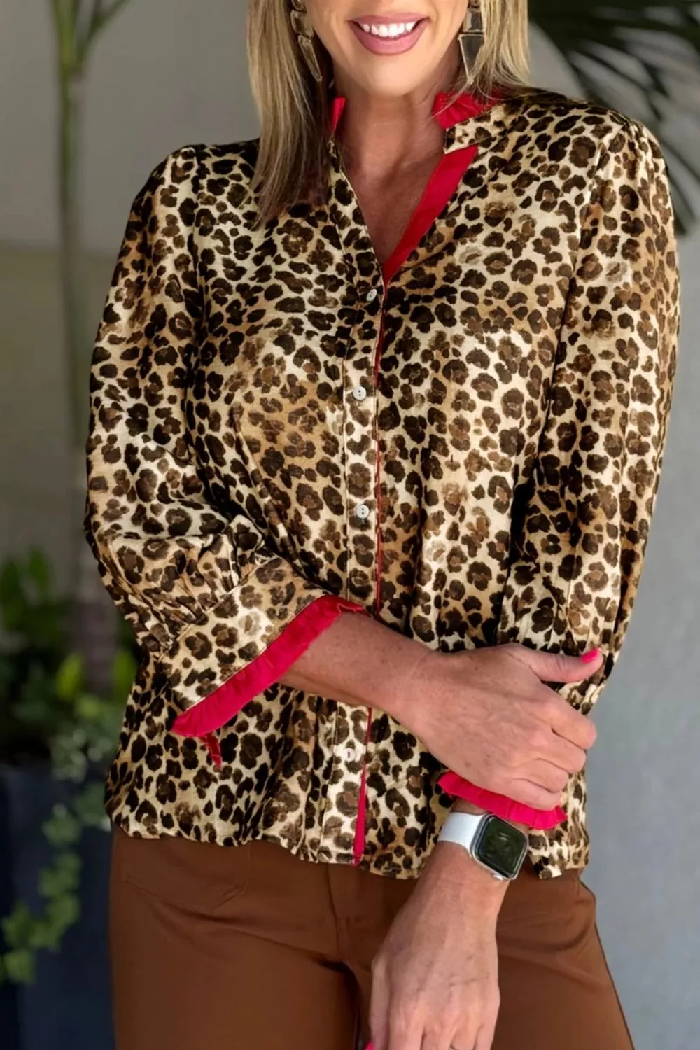 Leopard Button Up Long Sleeve Shirt, image 6