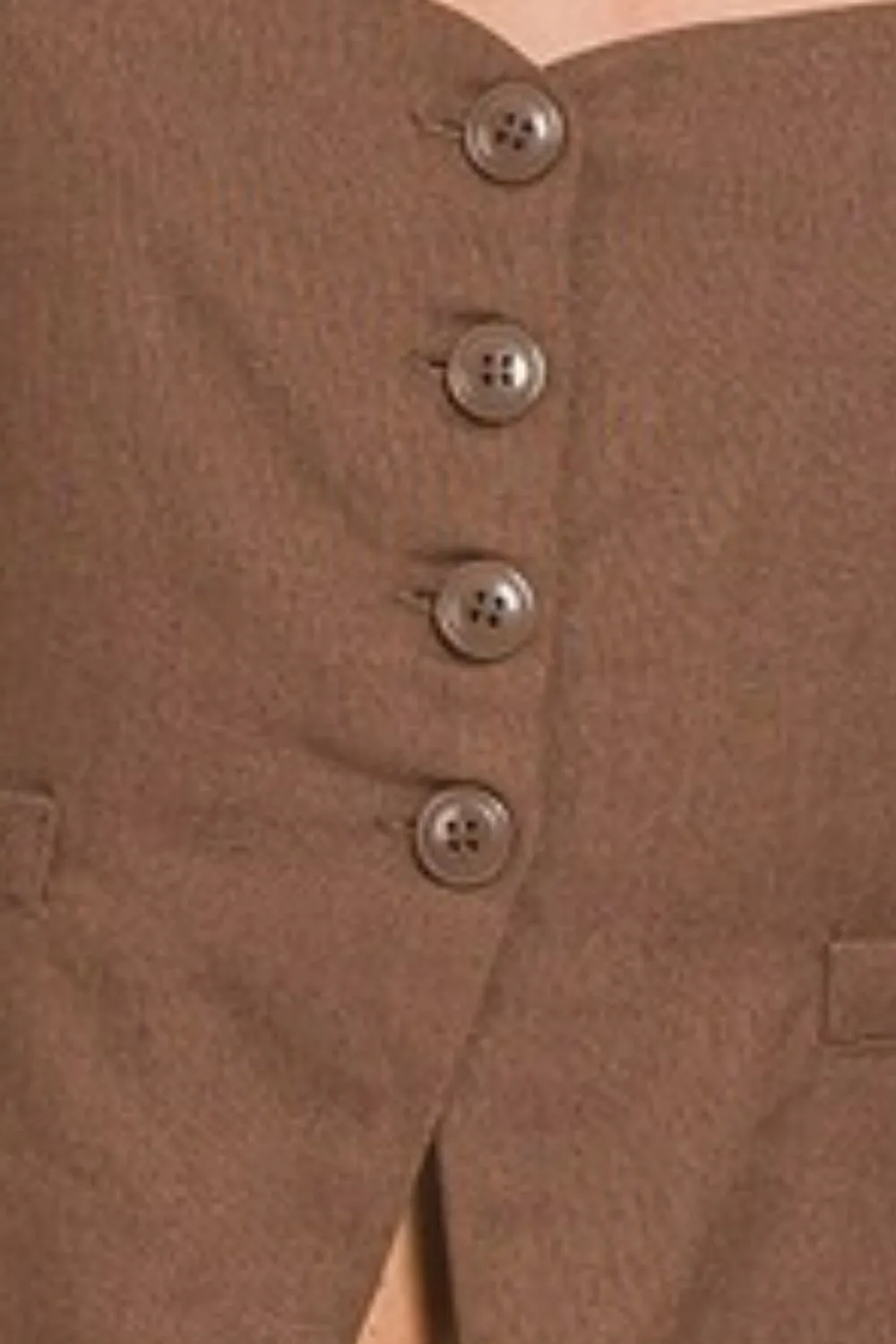Linen Tie-back 4-button Vest with Lining, image 3
