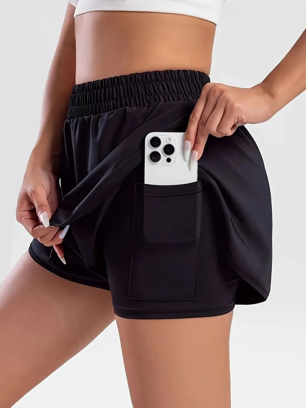 Pocketed High Waist Active Shorts, image 35