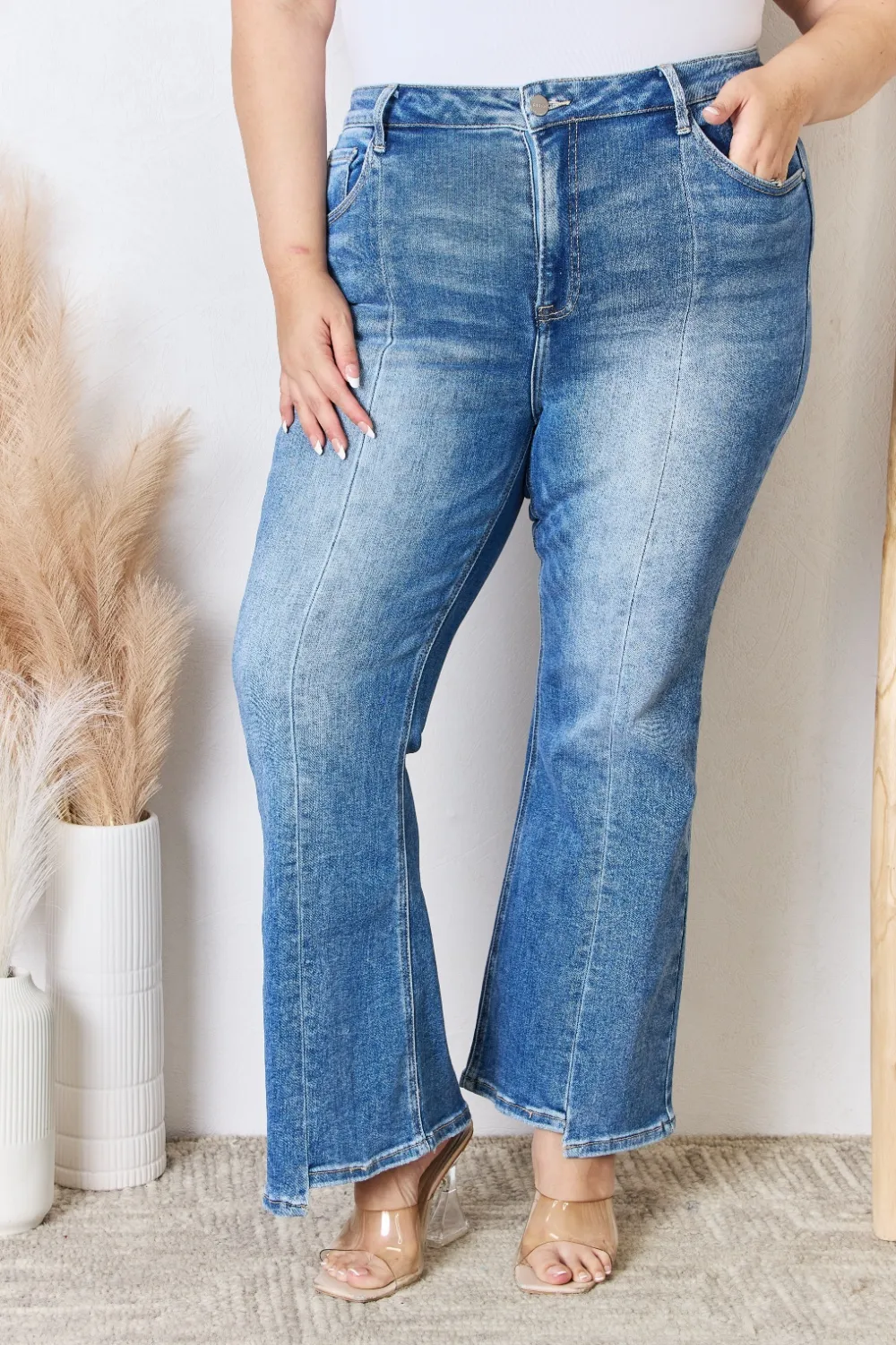 Full Size High Rise Ankle Flare Jeans, image 5