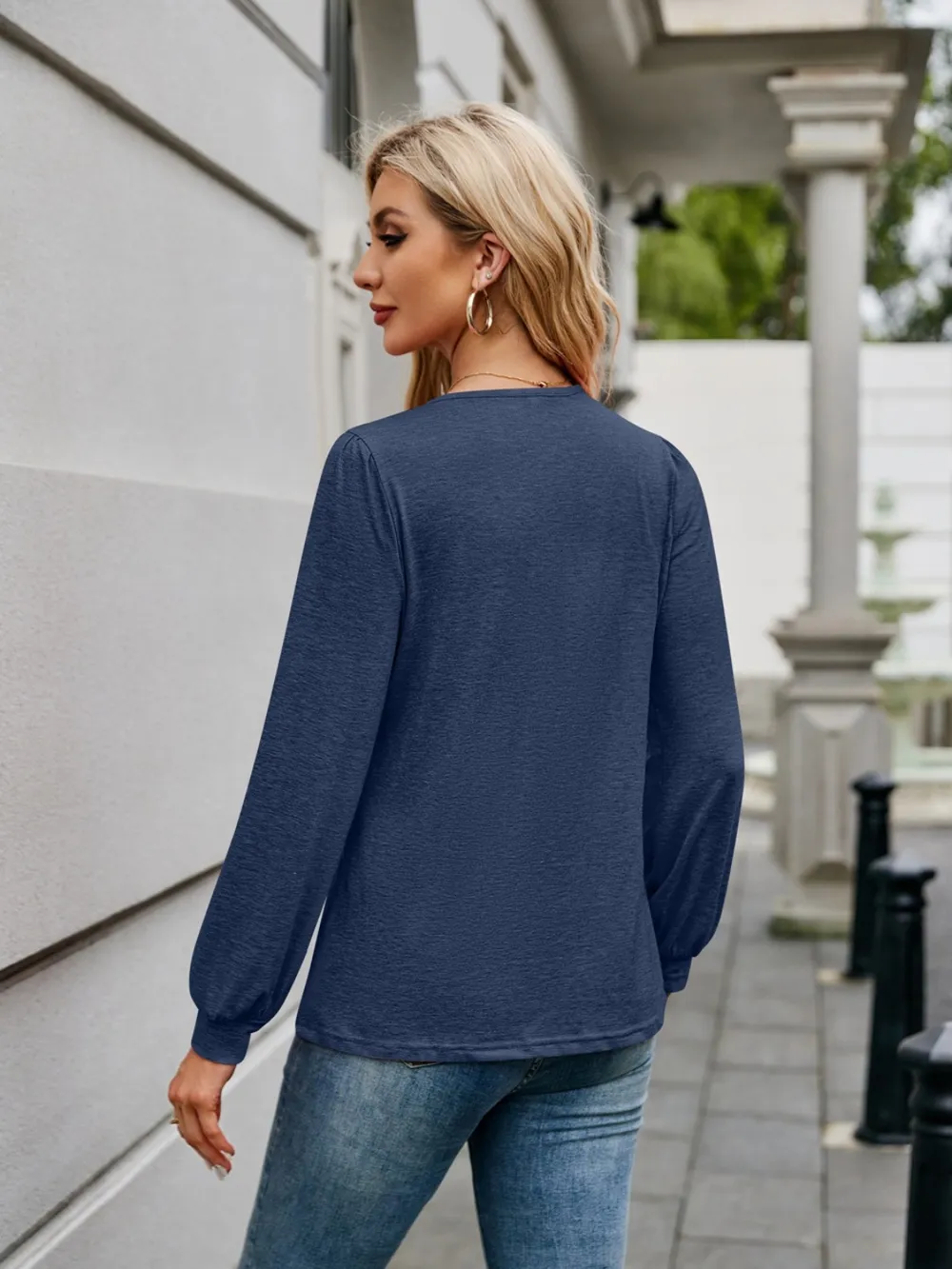 V-Neck Long Sleeve T-Shirt, image 12