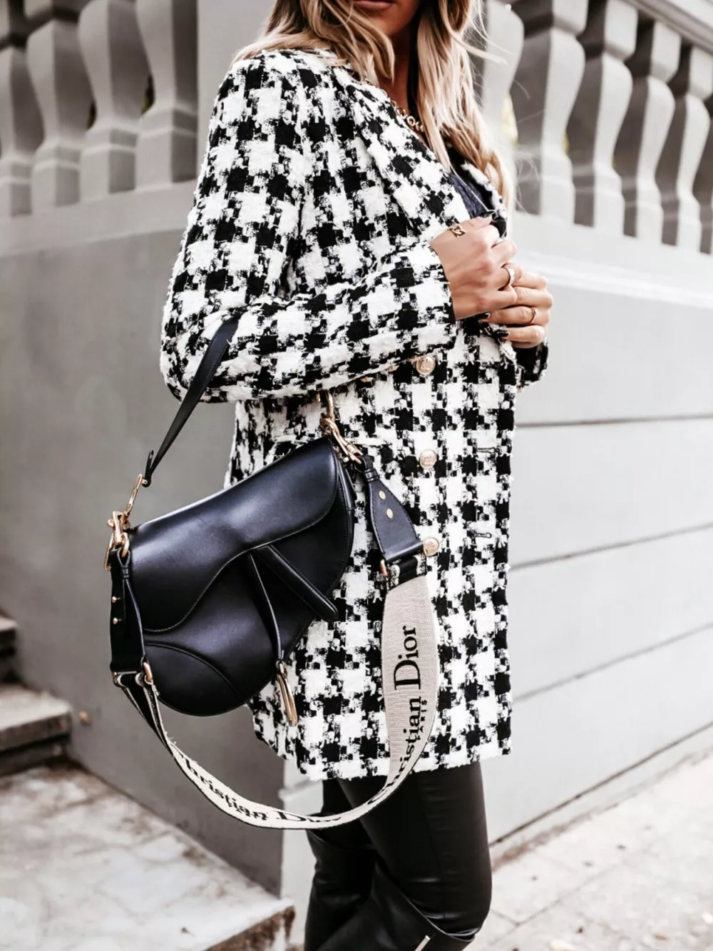 Plaid Tweed Double-Breasted Coat, image 4
