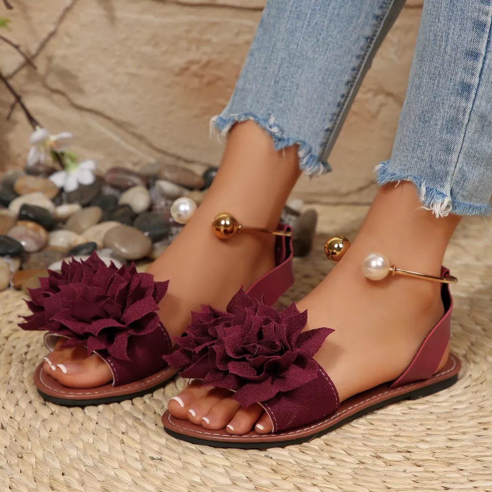 Floral Decor Flat Sandals, image 16