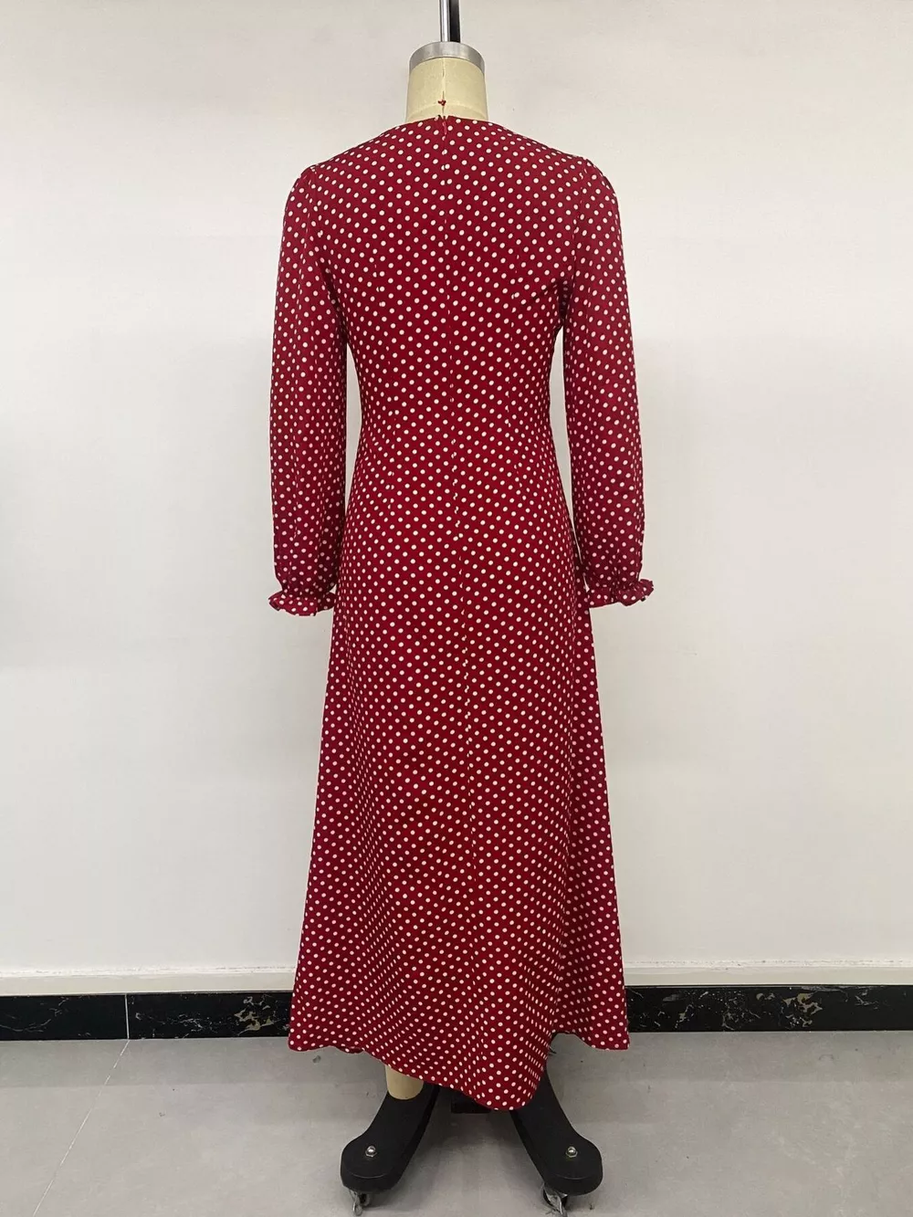 Square Neck Polka Dot Long Sleeve Maxi Dress, image 14