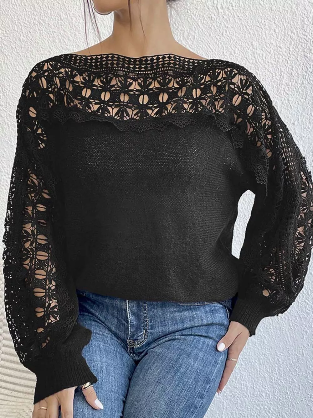 Openwork Long Sleeve Sweater, image 4
