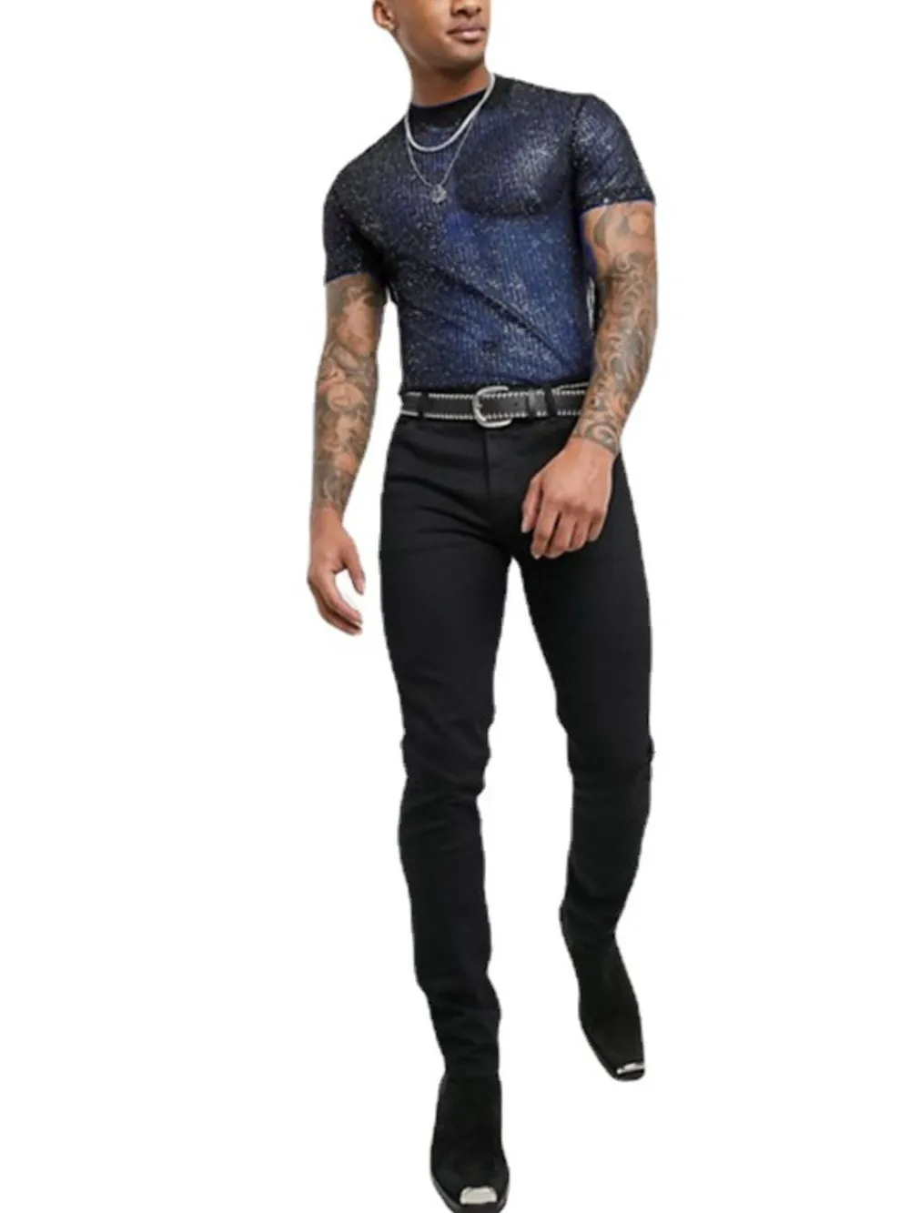Men's Full Size Mock Neck Short Sleeve Top Plus Size, image 5