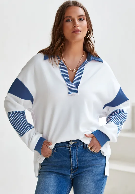 Color Block Johnny Collar Long Sleeve Sweatshirt, image 21