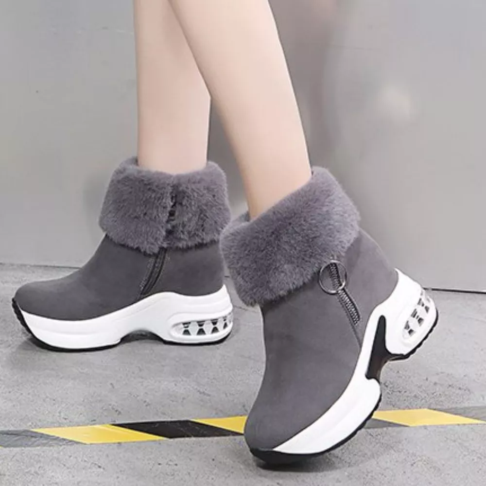 Fuzzy Side Zipper Platform Ankle Boots, image 16