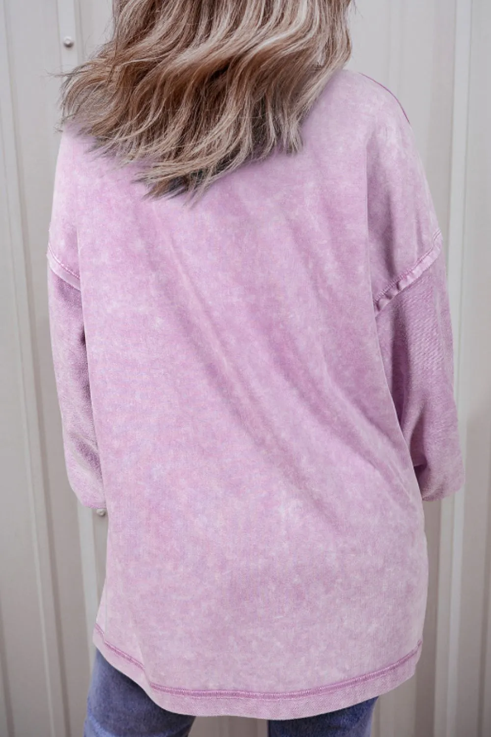 Exposed Seam Round Neck Long Sleeve Sweatshirt, image 15