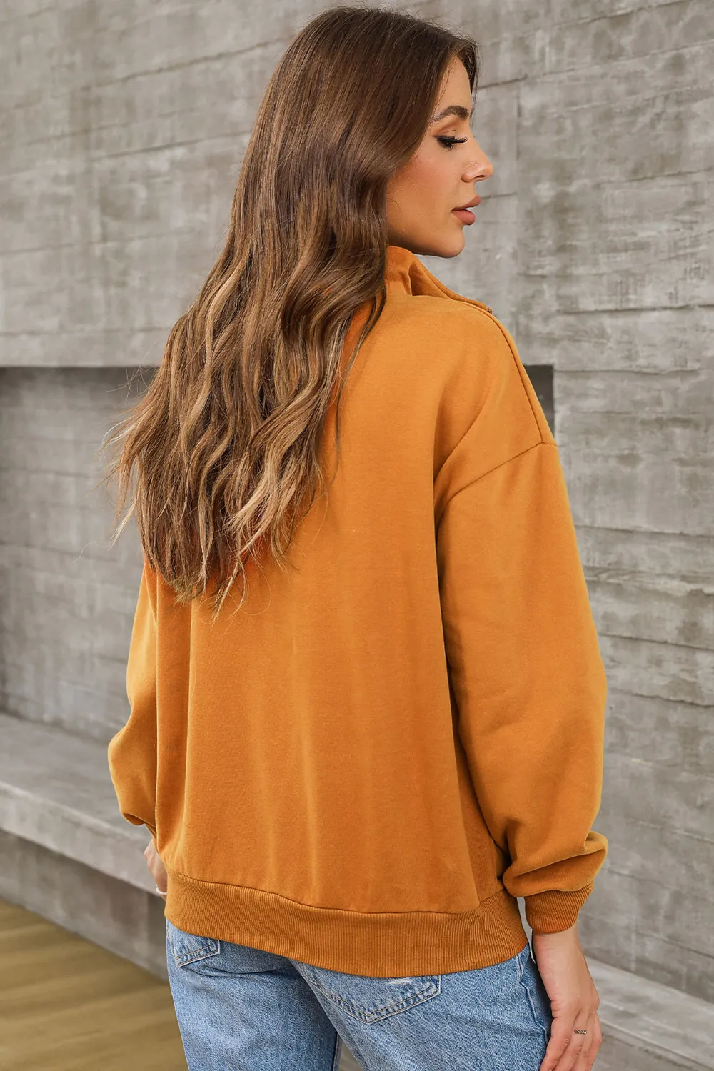 Quarter Zip Dropped Shoulder Sweatshirt, image 10
