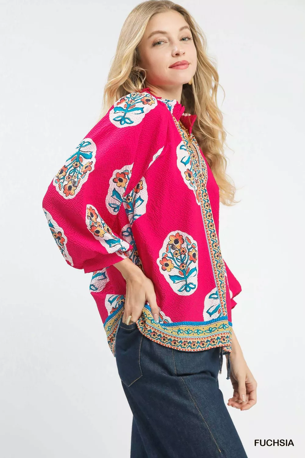 Boho Floral Print Tunic Blouse, image 4