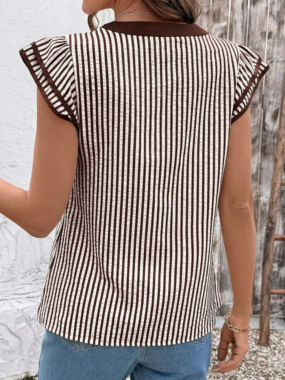 Striped Ruffle Sleeve Blouse, image 27