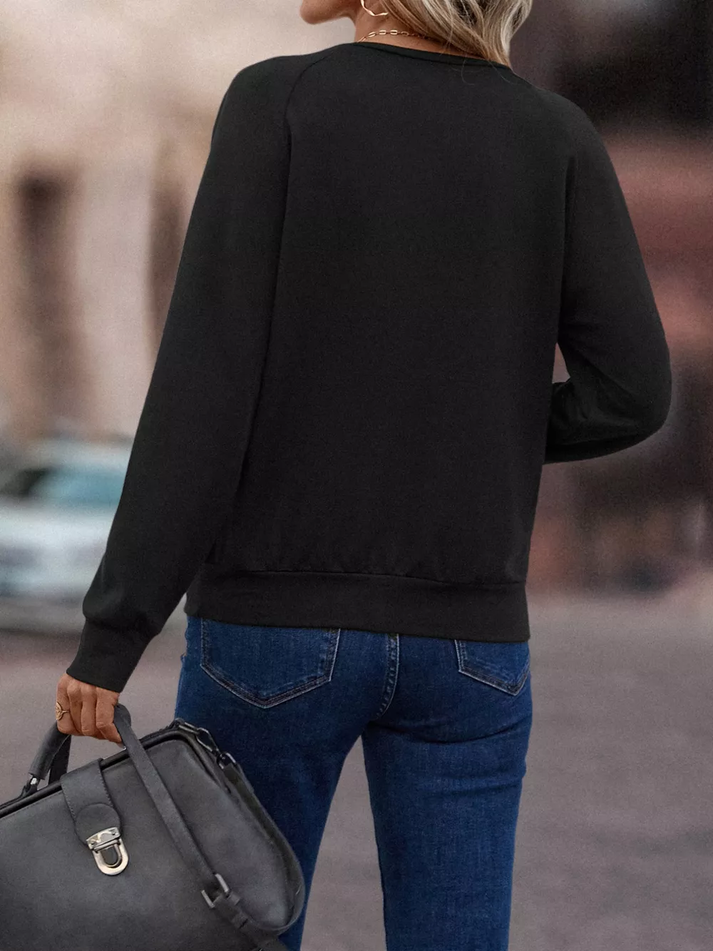 V-Neck Long Sleeve T-Shirt, image 7