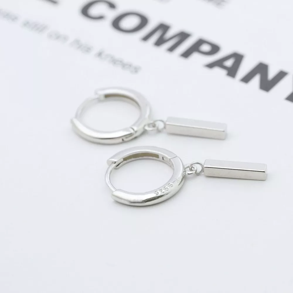 925 Sterling Silver Hoop Bar Earrings, image 5