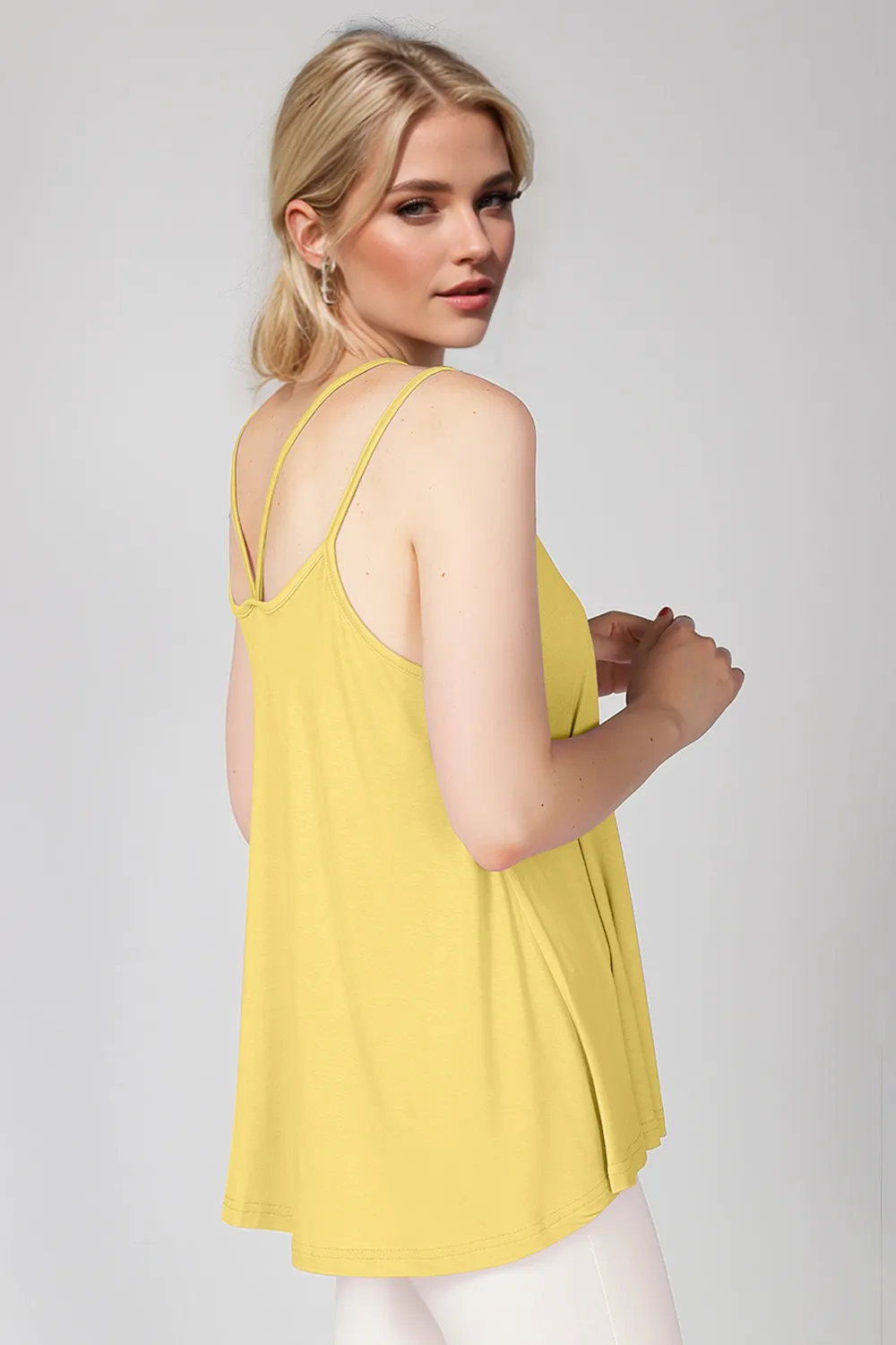 Bamboo Scoop Neck Double Spaghetti Straps Cami, image 27
