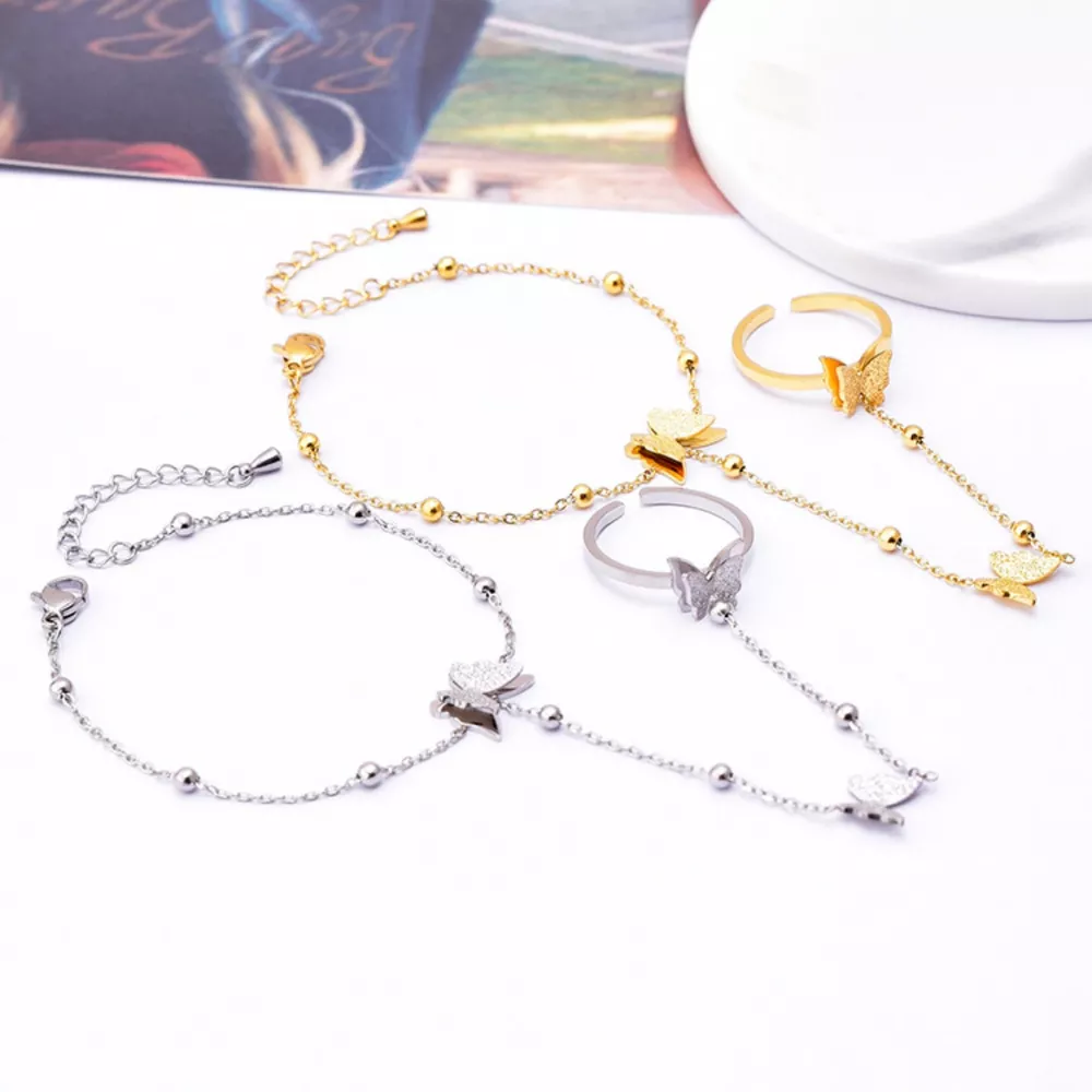 Butterfly Charm Finger Bracelet, image 2