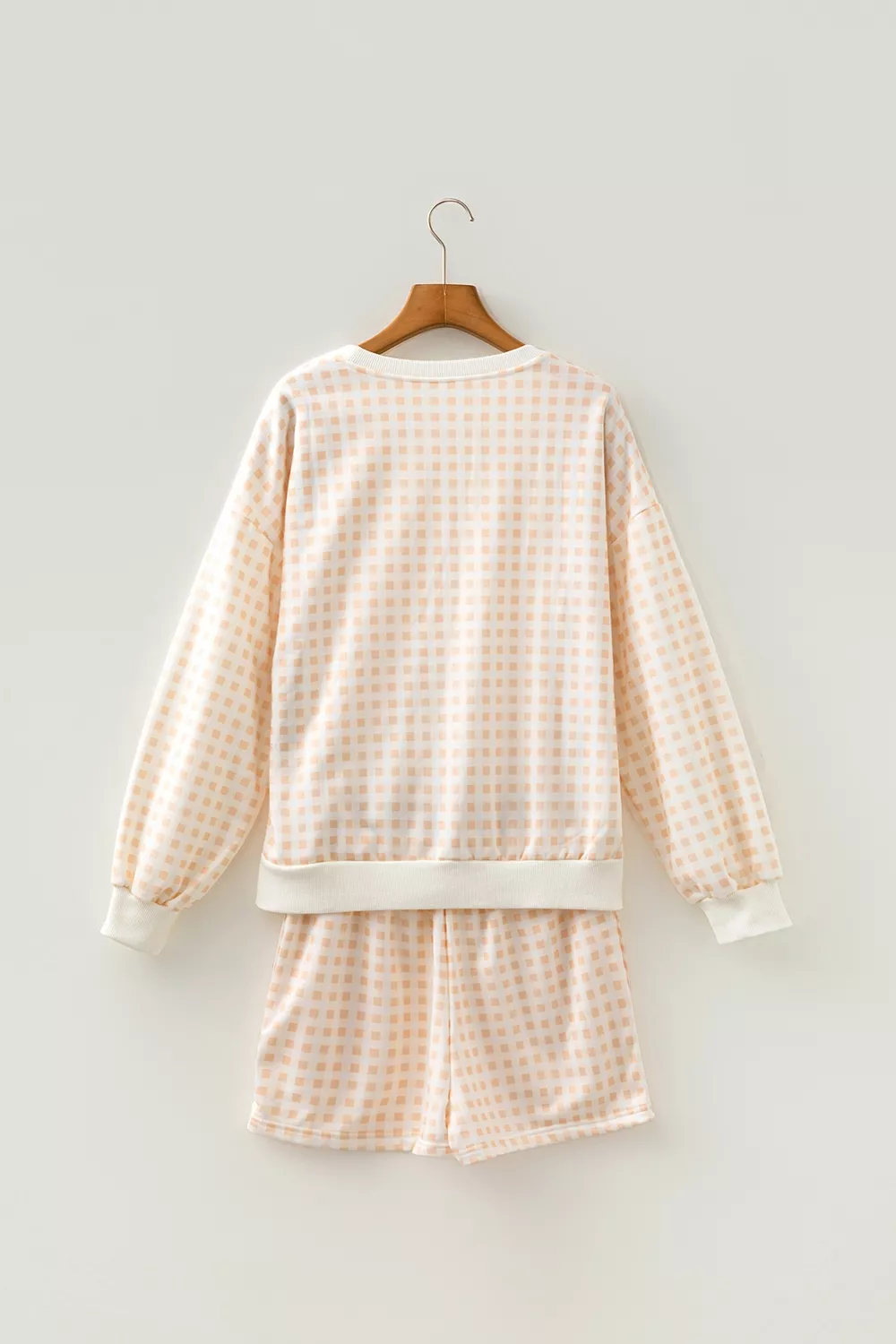 Gingham Long Sleeve Sweatshirt and Shorts Set, image 8