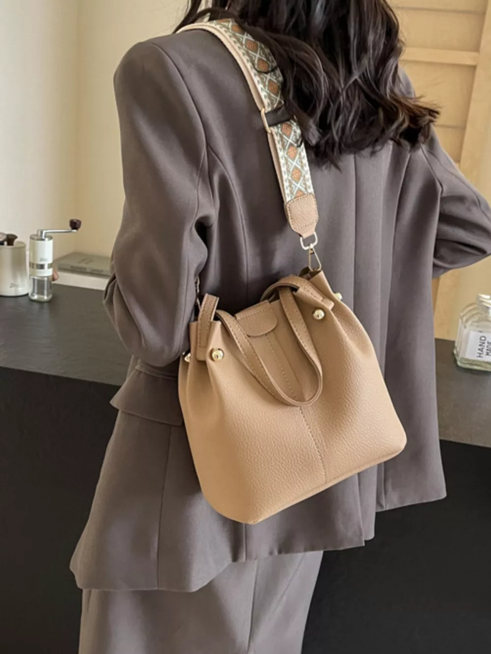 Crossbody Bag with Patterned Strap, image 5