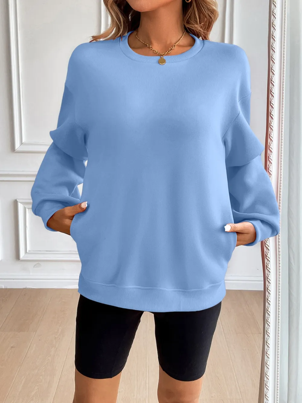 Round Neck Long Sleeve Sweatshirt, image 7