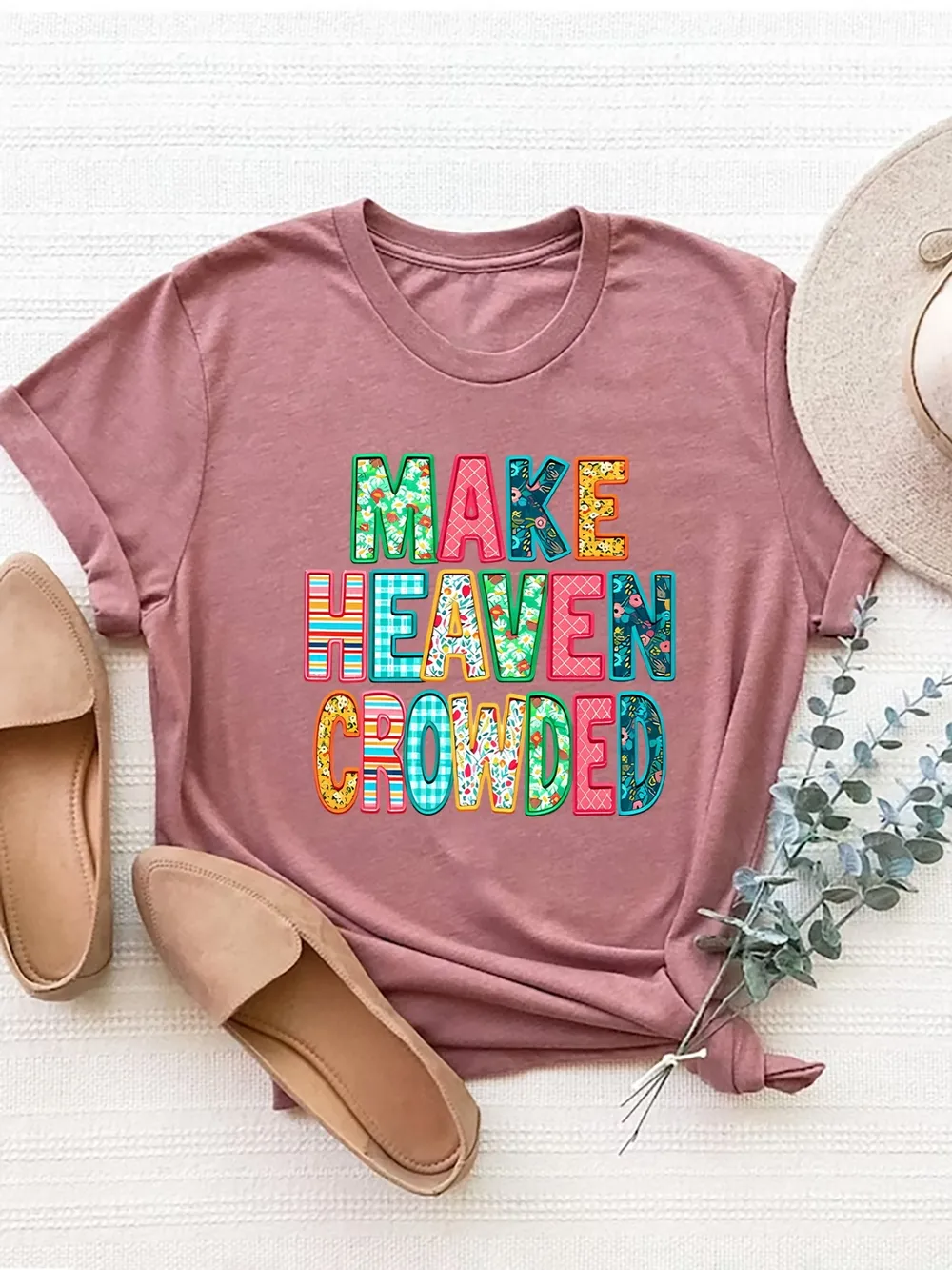 Letter Round Neck Short Sleeve T-Shirt, image 7