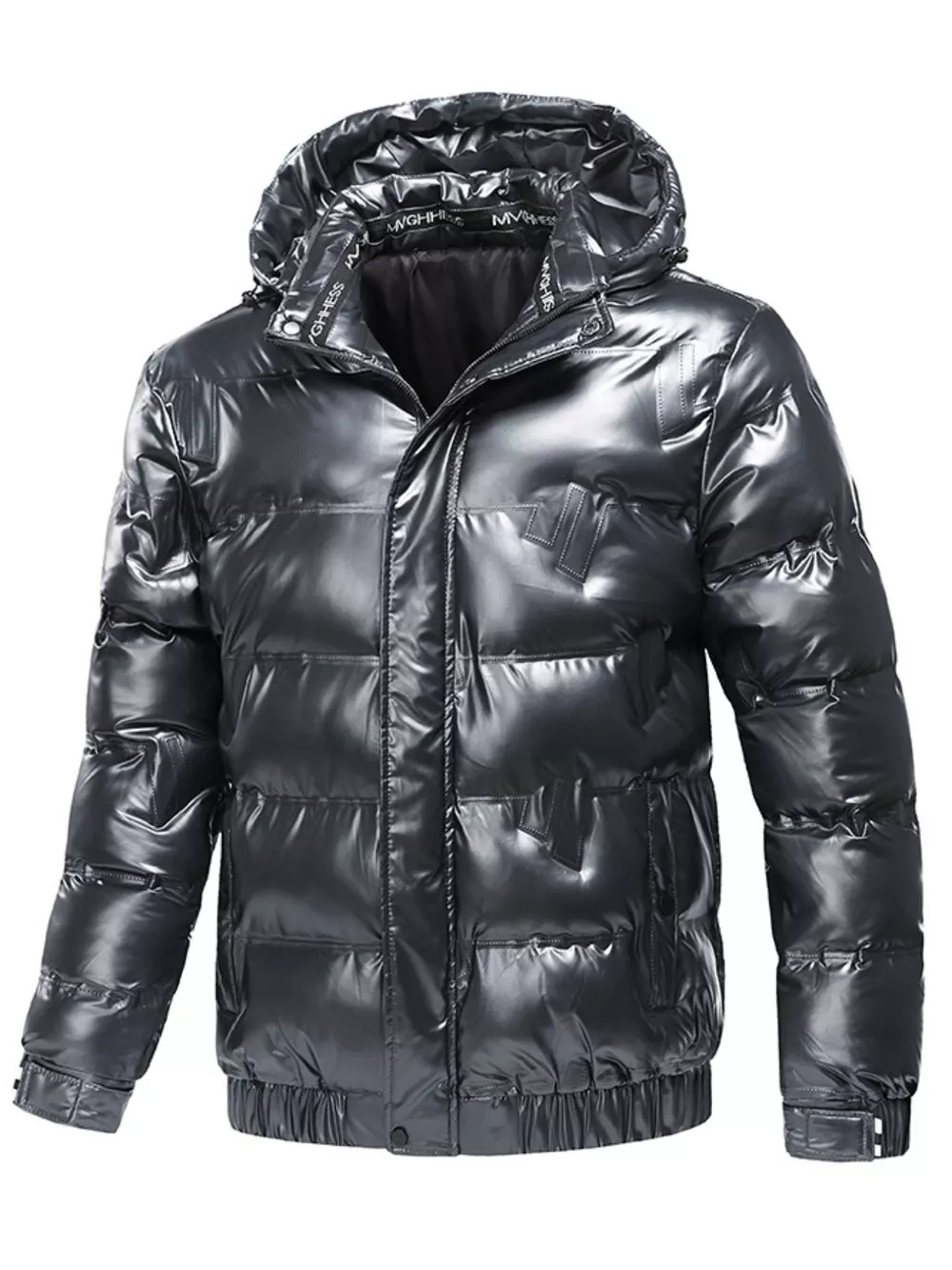 Men's Plus Size Zip Up Hooded Puffer Jacket, image 4