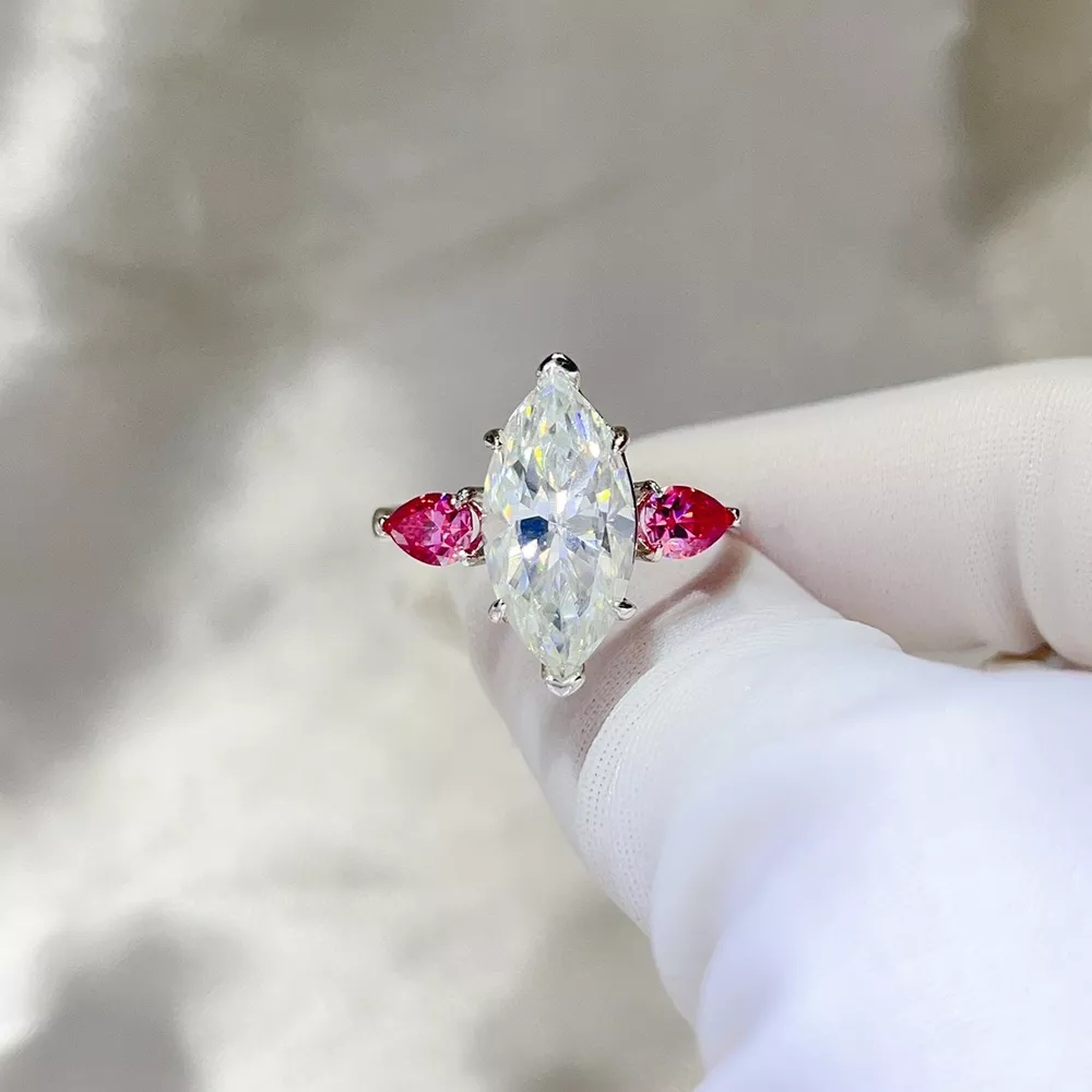 6 Carat 925 Sterling Silver Moissanite Ring, image 2