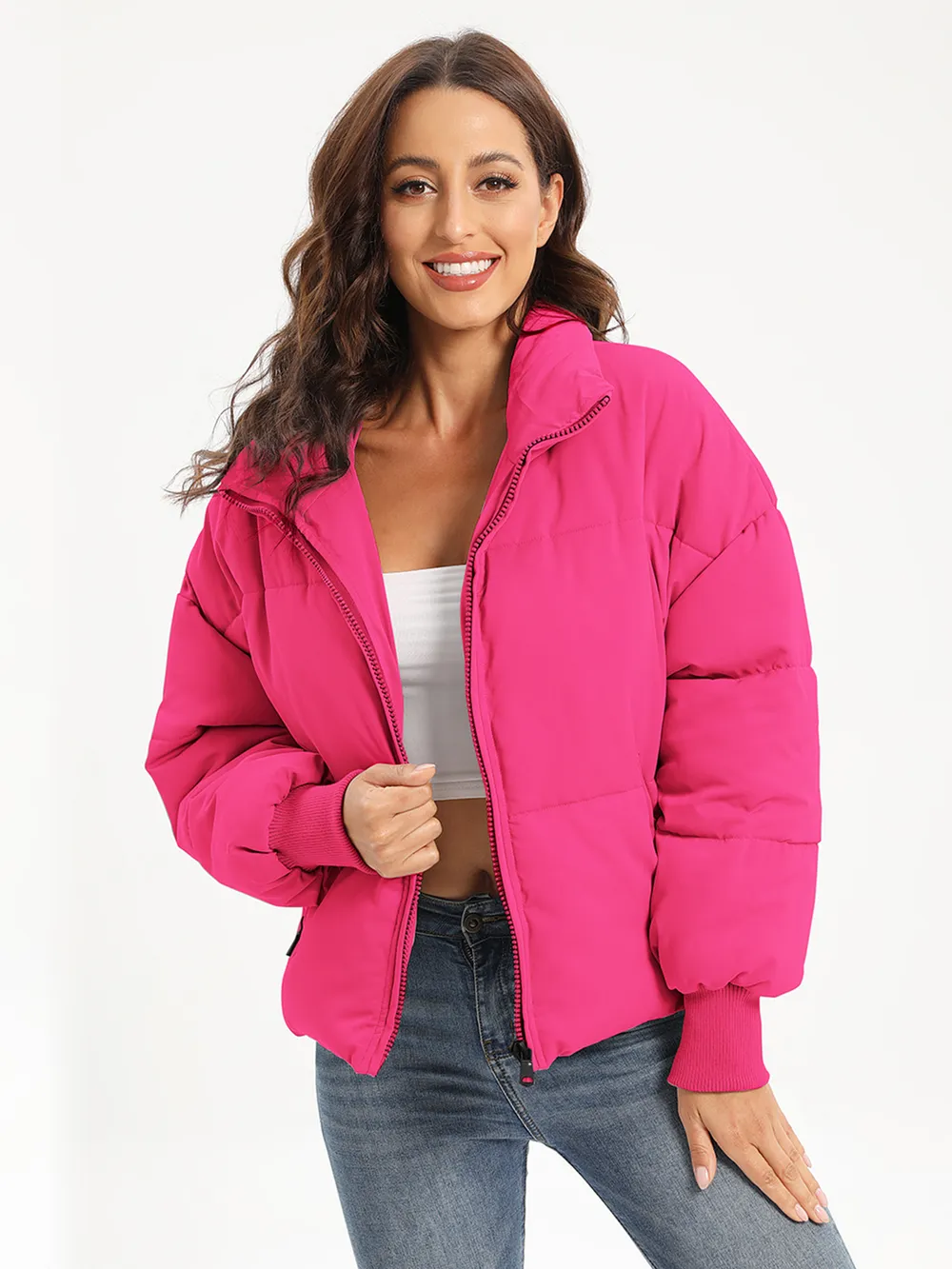 Zip Up Turtleneck Long Sleeve Puffer Jacket, image 21